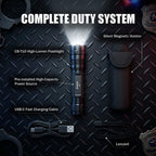 Tactical Flashlight with Silent Magnetic Holster, 1000 Lumens Rechargeable LED Light, USB-C Fast Charging, IP65 Waterproof for Police Duty Belt, Security Patrol & Emergency, CB-T10
