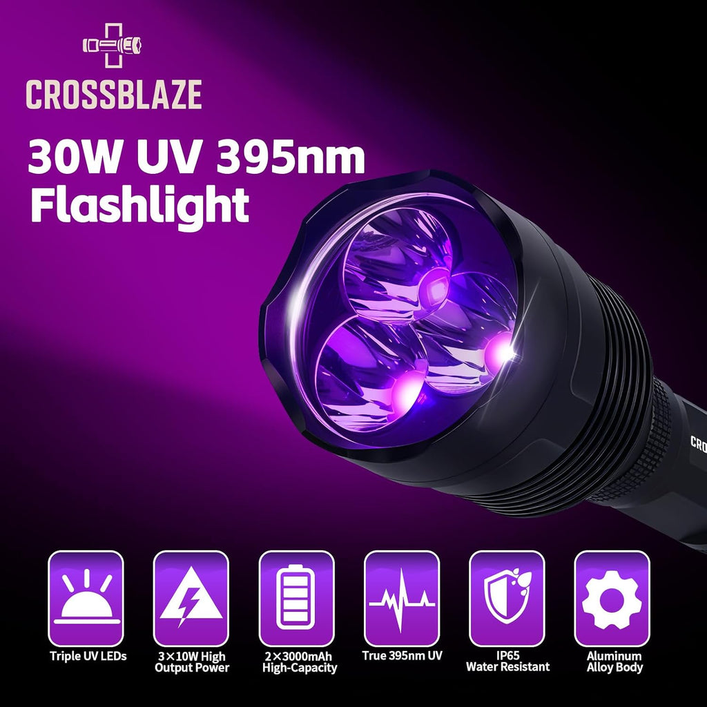 395nm UV Flashlight, High-Power Triple LEDs Long-Lasting Black Light for Pet Urine Detection, Resin Curing & Scorpion Finding