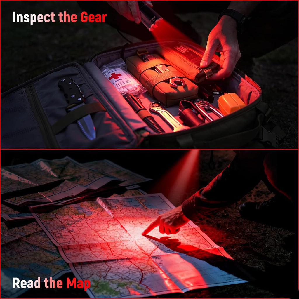 Rechargeable Red Light Flashlight, Long Range 984 FT Super Bright Light for Coyote Hunting, Astronomy and Night Observation ProC80-R (Red)