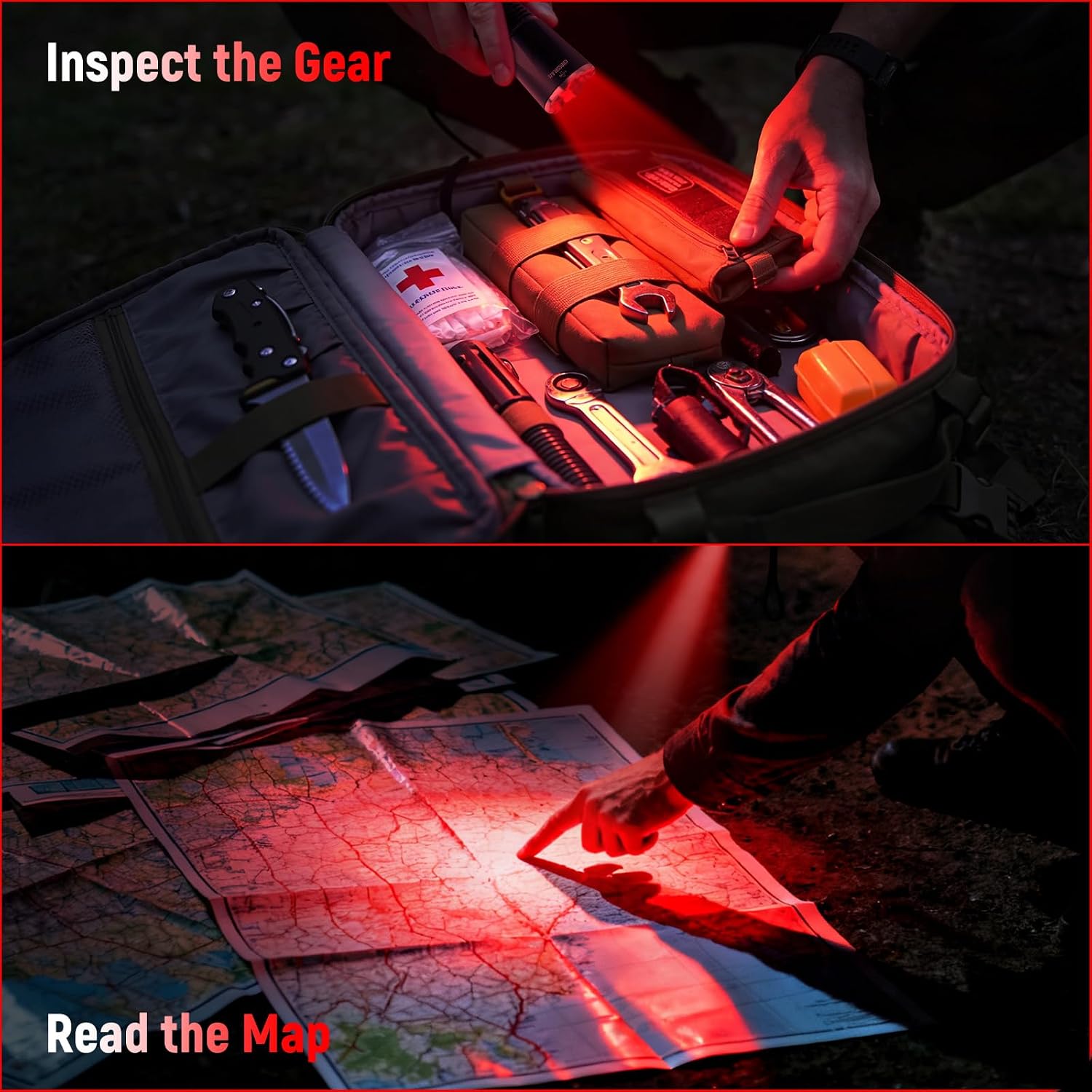 Rechargeable Red Light Flashlight, Long Range 984 FT Super Bright Light for Coyote Hunting, Astronomy and Night Observation ProC80-R (Red)