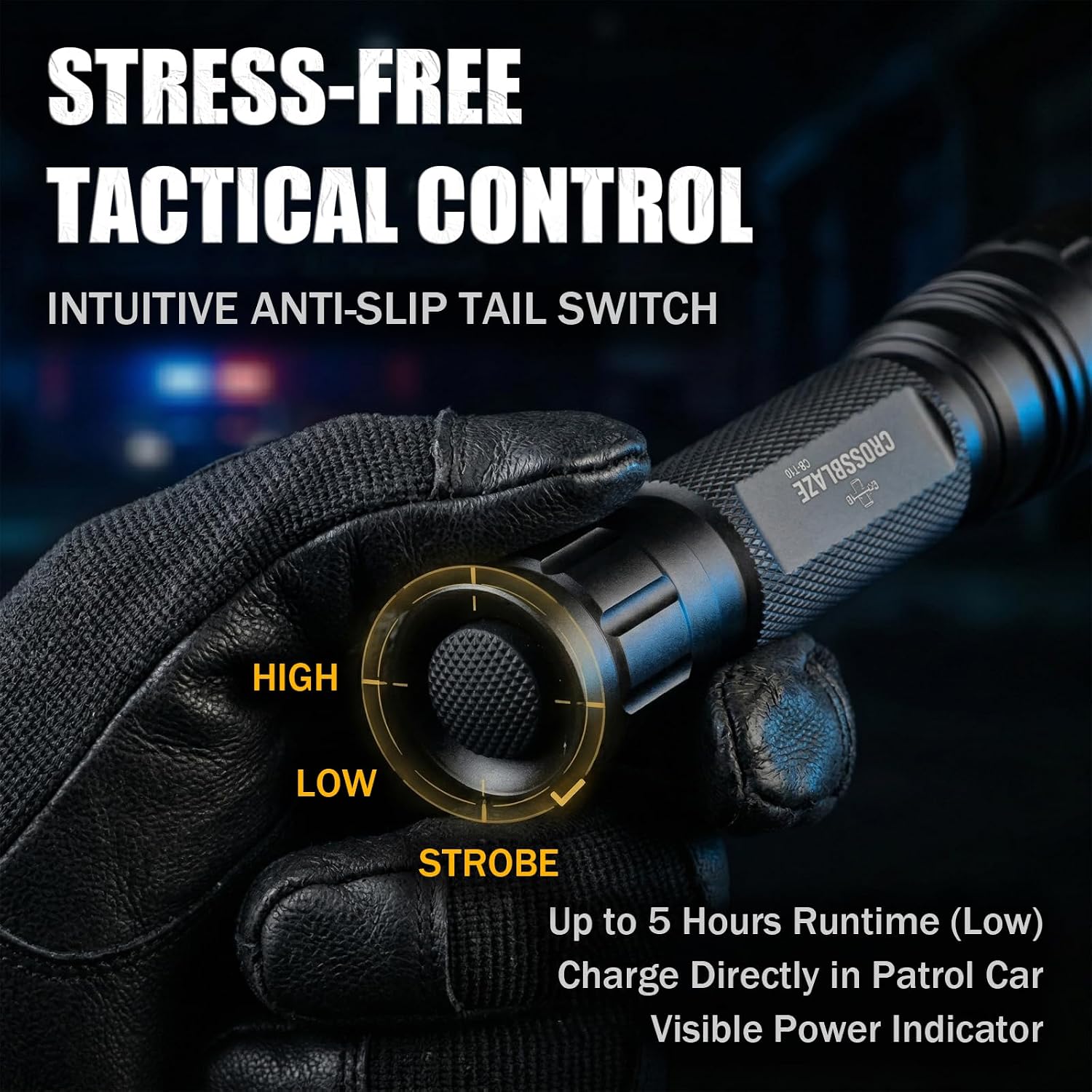 Tactical Flashlight with Silent Magnetic Holster, 1000 Lumens Rechargeable LED Light, USB-C Fast Charging, IP65 Waterproof for Police Duty Belt, Security Patrol & Emergency, CB-T10