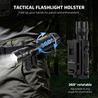W70 Police Flashlight with Holster, 1100 Lumens Rechargeable LED Flashlight and 360°Rotating Tactical Holster for Law Enforcement and Outdoor