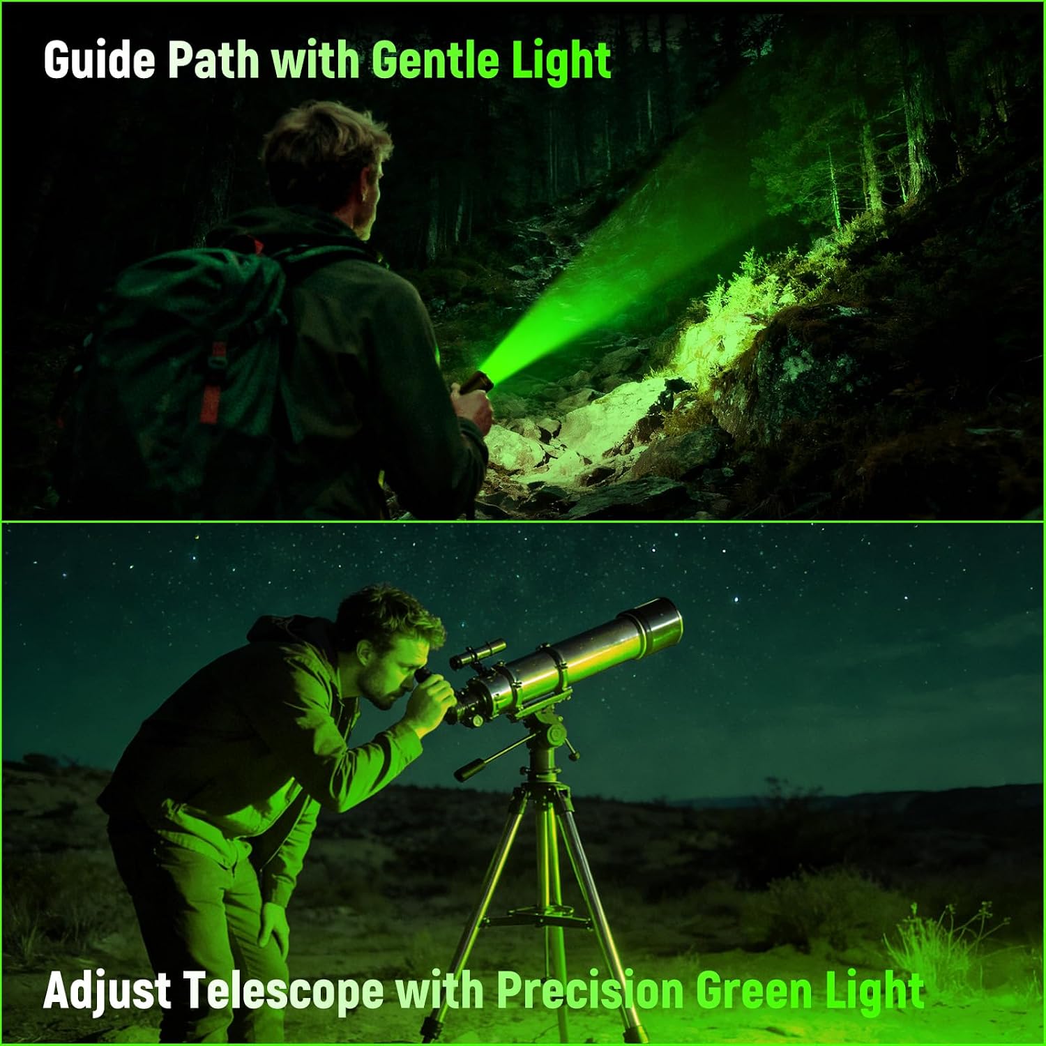 Rechargeable Green Hunting Flashlight, Long Range 984 FT Super Bright Light for Coyote Hog Fox Hunting and Night Observation ProC80-G (Green)