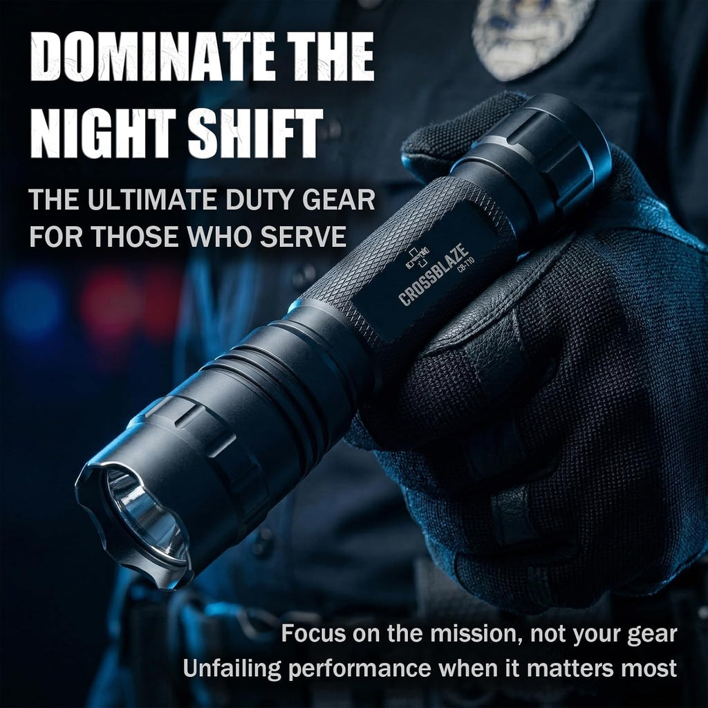 Tactical Flashlight with Silent Magnetic Holster, 1000 Lumens Rechargeable LED Light, USB-C Fast Charging, IP65 Waterproof for Police Duty Belt, Security Patrol & Emergency, CB-T10