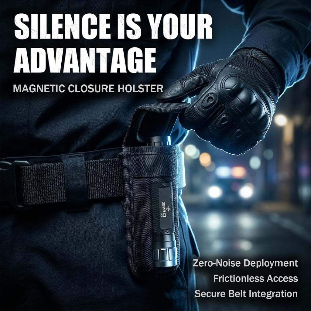 Tactical Flashlight with Silent Magnetic Holster, 1000 Lumens Rechargeable LED Light, USB-C Fast Charging, IP65 Waterproof for Police Duty Belt, Security Patrol & Emergency, CB-T10