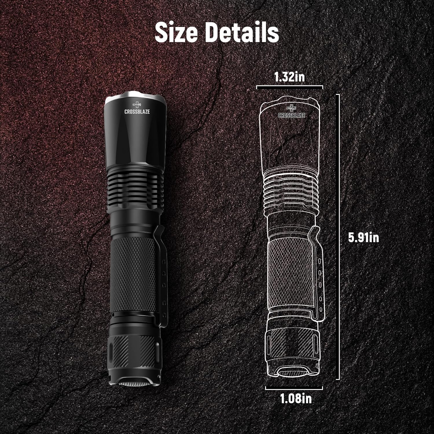 Rechargeable Red Light Flashlight, Long Range 984 FT Super Bright Light for Coyote Hunting, Astronomy and Night Observation ProC80-R (Red)