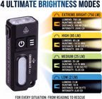 CE3 Rechargeable Keychain Flashlight, 750 Lumens Mini EDC Flashlight with RGB Side Light, Magnetic Base, Pocket Clip and USB-C Charging, Compact Work Light for Camping and Emergency