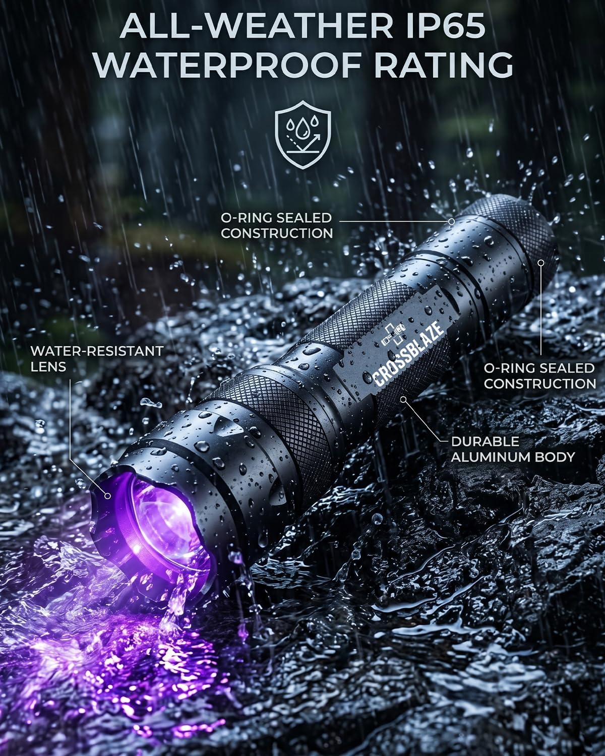 395-405nm UV Flashlight, Zoomable Black Light for Resin Curing | Pet urine detector light for carpets and upholstery, UV leak detection light for A/C dye, & scorpion hunting and hotel checks