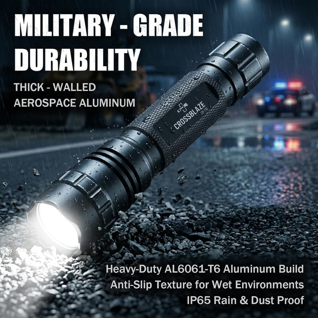 Tactical Flashlight with Silent Magnetic Holster, 1000 Lumens Rechargeable LED Light, USB-C Fast Charging, IP65 Waterproof for Police Duty Belt, Security Patrol & Emergency, CB-T10